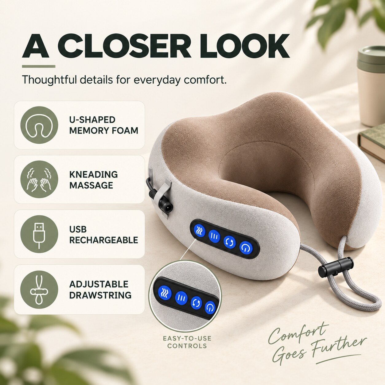 Travel pillow product detail listing visual